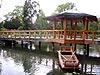 Japanese Garden in Wroclaw, wooden bridge yumendo-bashi