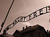 Arbeit Macht Frei slogan from main gate of Auschwitz Birkenau
