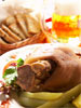 Roasted pork knuckle with beer