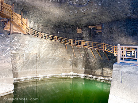 Underground lake in Wieliczka Salt Mine